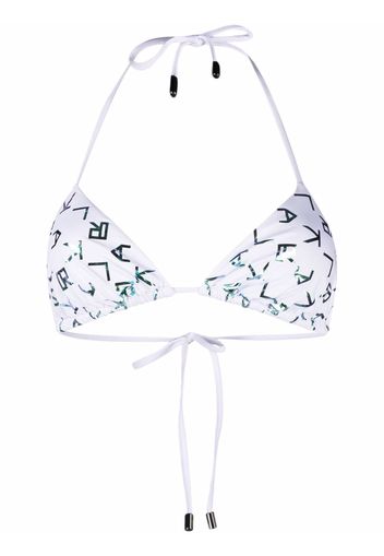 Karl Lagerfeld iridescent logo triangle bikini top - Bianco