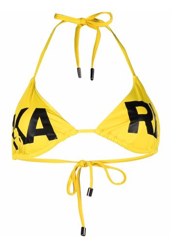 Karl Lagerfeld logo-print halterneck bikini top - Giallo