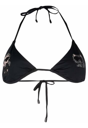 Karl Lagerfeld Ikonik rhinestone-embellished bikini top - Nero