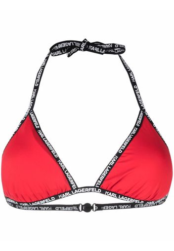 Karl Lagerfeld logo-tape triangle bra - Rosso