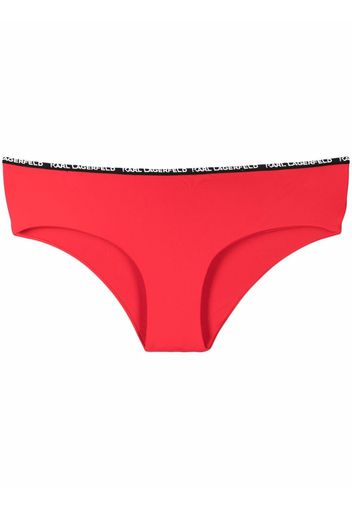 Karl Lagerfeld logo tape-trimmed bikini bottoms - Rosso