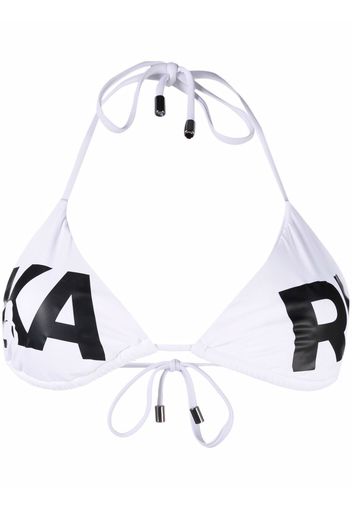 Karl Lagerfeld logo print triangle bikini top - Bianco