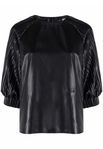 Karl Lagerfeld Top con maniche plissettate - Nero