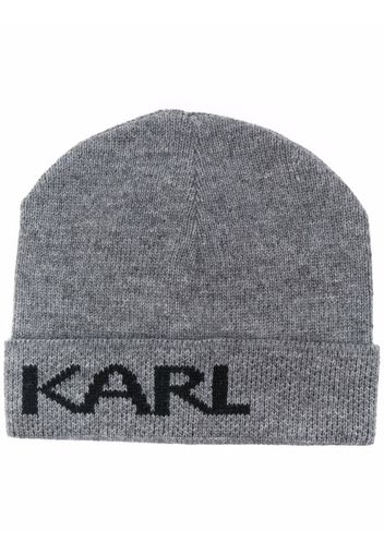 Karl Lagerfeld logo-print beanie - Grigio