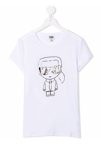 Karl Lagerfeld Kids K/Ikonic-print metallic T-shirt - Bianco