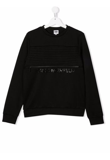 Karl Lagerfeld Kids TEEN zip-detail logo-print sweatshirt - Nero