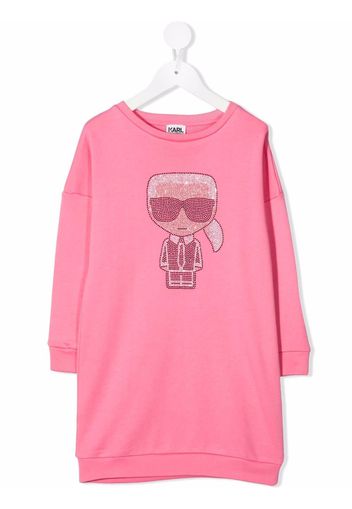 Karl Lagerfeld Kids rhinestone logo T-shirt dress - Rosa