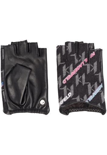 Karl Lagerfeld K/Monogram panelled gloves - Nero