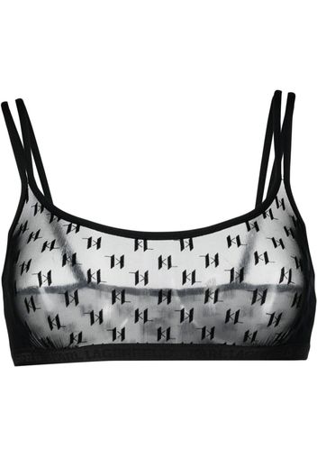 Karl Lagerfeld sheer monogram-pattern bralette - Nero