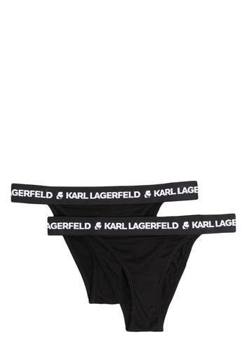 Karl Lagerfeld Logo-waistband 2-pack Brazilian briefs - Nero