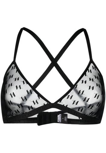 Karl Lagerfeld all-over logo-pattern bra - Nero