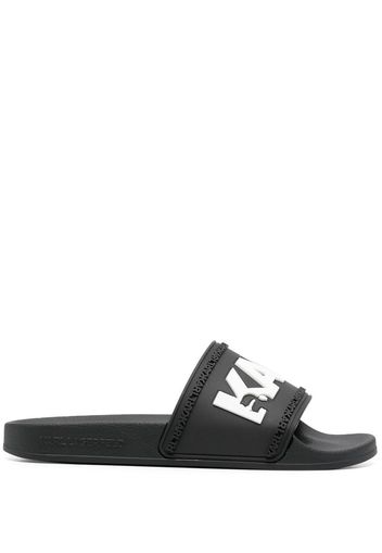 Karl Lagerfeld Sandali slides con stampa Kondo - Nero