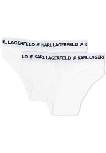 Karl Lagerfeld Kids logo waistband briefs set of 2 - Bianco