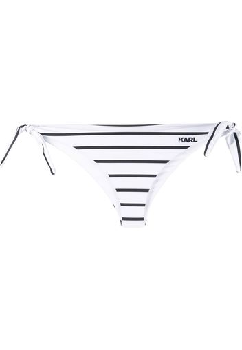 Karl Lagerfeld Slip bikini a righe - Bianco