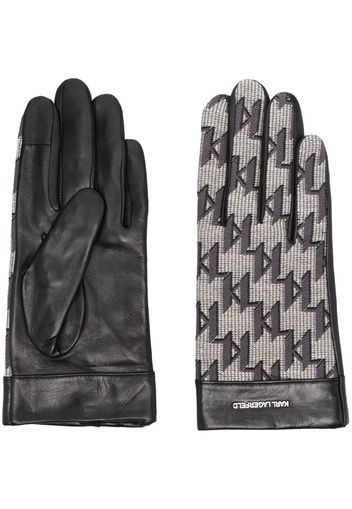 Karl Lagerfeld monogram-pattern jacquard gloves - Nero