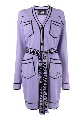 Karl Lagerfeld Cardigan lungo con bordo a contrasto - Viola