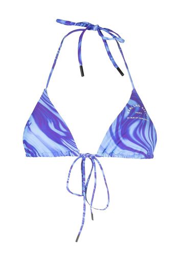 Karl Lagerfeld Top bikini con stampa - Blu