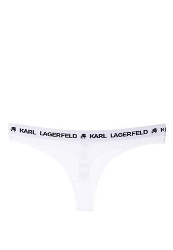 Karl Lagerfeld logo-waist thong - Bianco