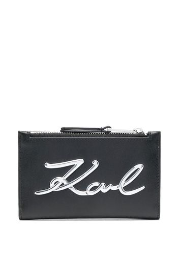 Karl Lagerfeld signature logo-print zipped cardholder - Nero