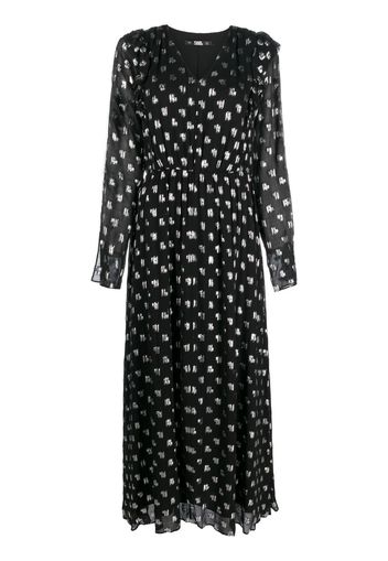 Karl Lagerfeld metallic monogram-print maxi dress - Nero