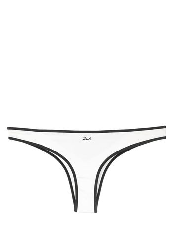 Karl Lagerfeld two-tone satin Brazilian briefs - Bianco