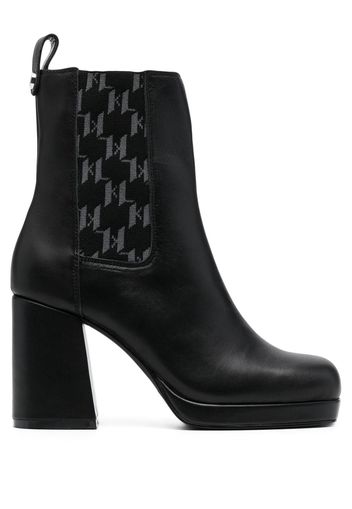 Karl Lagerfeld monogram-trim 100mm chelsea boots - Nero