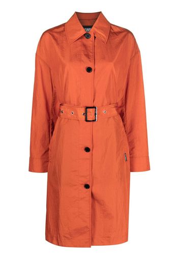 Karl Lagerfeld belted single-breasted trench coat - Arancione