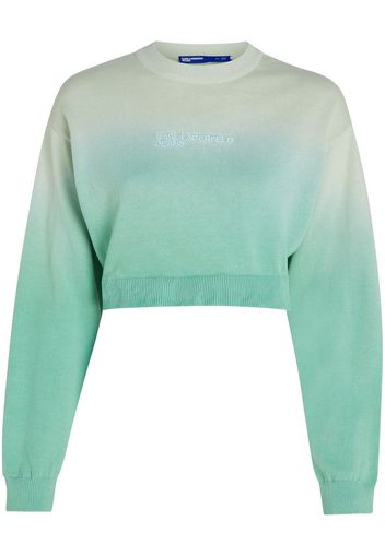 Karl Lagerfeld cotton embroidered-logo ombré sweatshirt - Verde