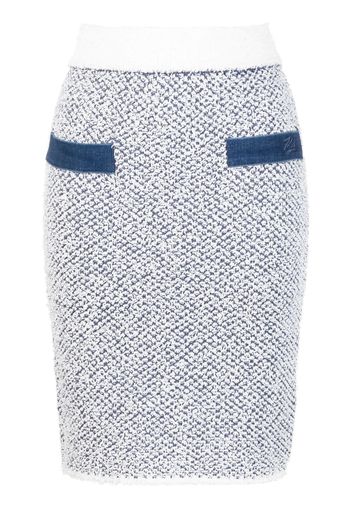 Karl Lagerfeld denim-detailing knitted pencil skirt - Blu