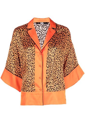 Karl Lagerfeld leopard-print wide-sleeve shirt - Arancione