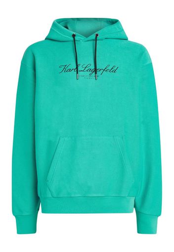 Karl Lagerfeld logo-embroidered drawstring hoodie - Verde