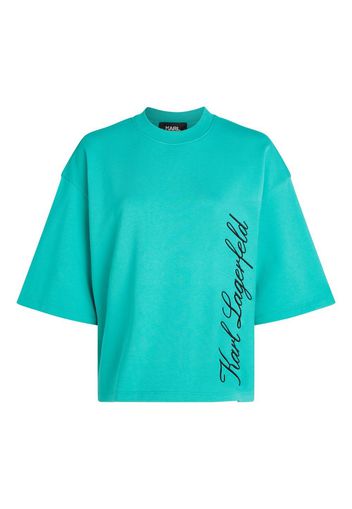 Karl Lagerfeld logo-embroidered short-sleeved sweatshirt - Verde