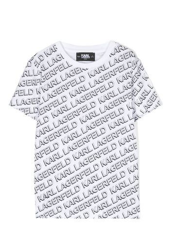 Karl Lagerfeld Kids logo-stripe print crew-neck T-shirt - Bianco