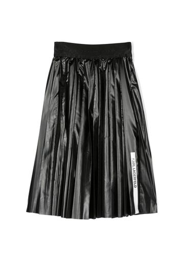 Karl Lagerfeld Kids logo-panel pleated midi skirt - Nero