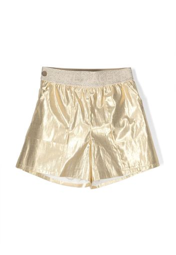Karl Lagerfeld Kids logo-waistband metallic finish shorts - Oro