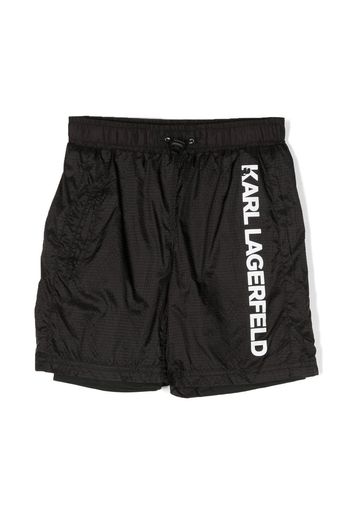 Karl Lagerfeld Kids layered logo-print Bermuda shorts - Nero