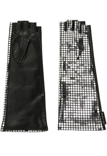 Karl Lagerfeld fingerless leather gloves - Argento