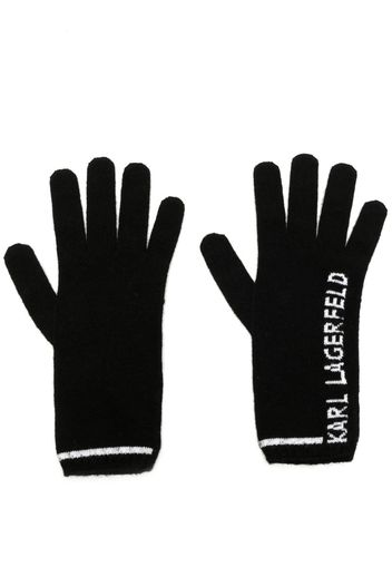 Karl Lagerfeld intarsia-knit logo gloves - Nero