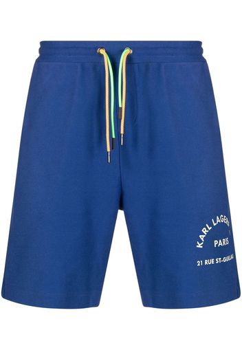 Karl Lagerfeld Bermuda con stampa Athleisure - Blu