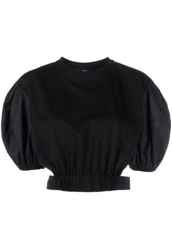 Karl Lagerfeld Blusa crop con maniche a palloncino - Nero