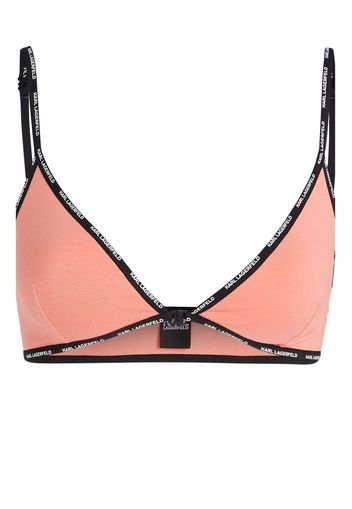 Karl Lagerfeld logo-printed cotton triangle bra - Rosa