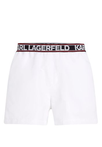 Karl Lagerfeld logo-waist swim shorts - Bianco