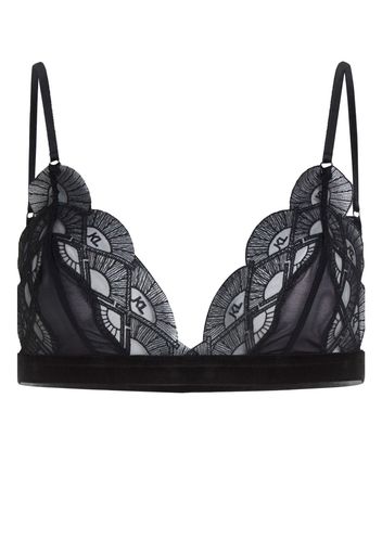 Karl Lagerfeld logo-embroidered lace bra - Nero