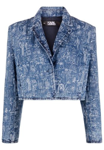 Karl Lagerfeld Giacca crop con stampa - Blu