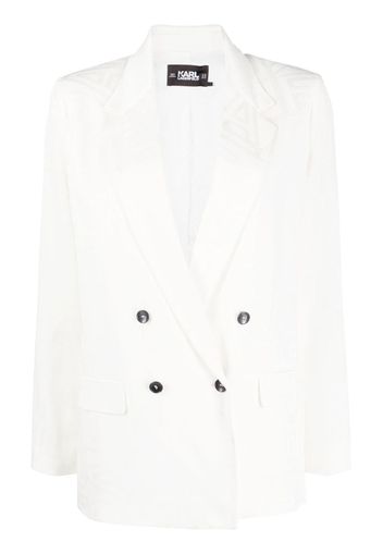 Karl Lagerfeld Blazer doppiopetto con logo jacquard - Bianco