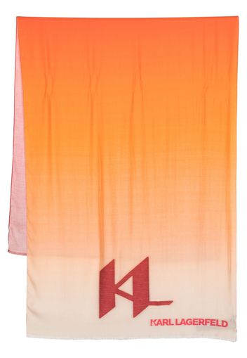 Karl Lagerfeld logo-print ombré-effect scarf - Arancione