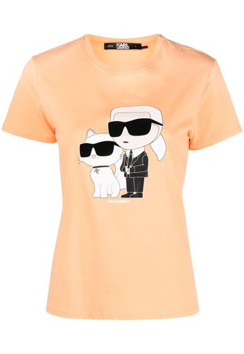 Karl Lagerfeld graphic-print organic-cotton T-shirt - Arancione