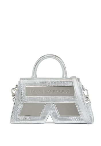 Karl Lagerfeld Borsa a tracolla Ikon K effetto coccodrillo - Argento