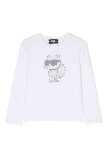 Karl Lagerfeld Kids T-shirt Choupette con borchie - Bianco