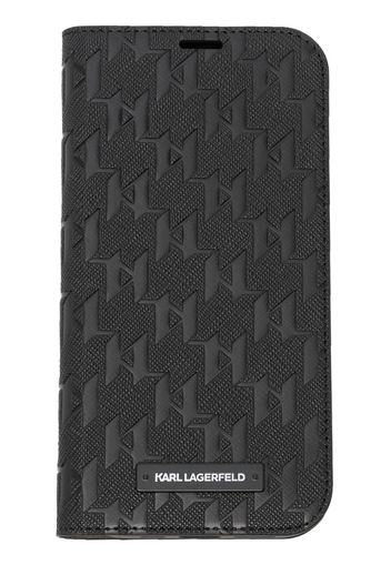 Karl Lagerfeld Cover per iPhone 14 Pro con logo goffrato - Nero